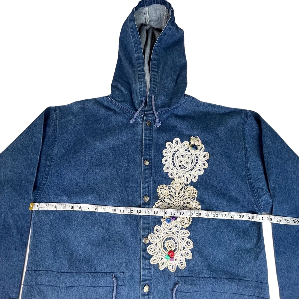 UNI‎ Code Denim Boho Whimsical Artsy Retro Embroidered Grandma Jacket Women Big - Picture 6 of 10